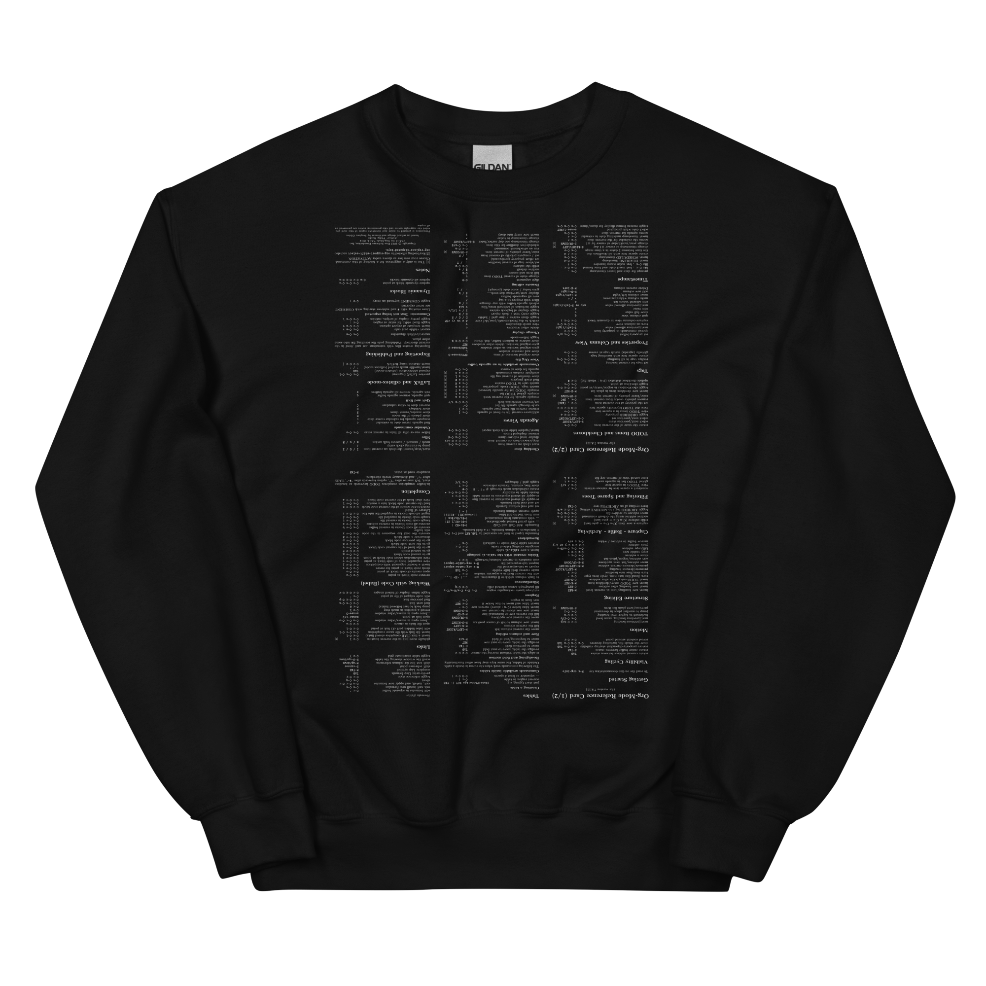 Org-mode reference card sweater